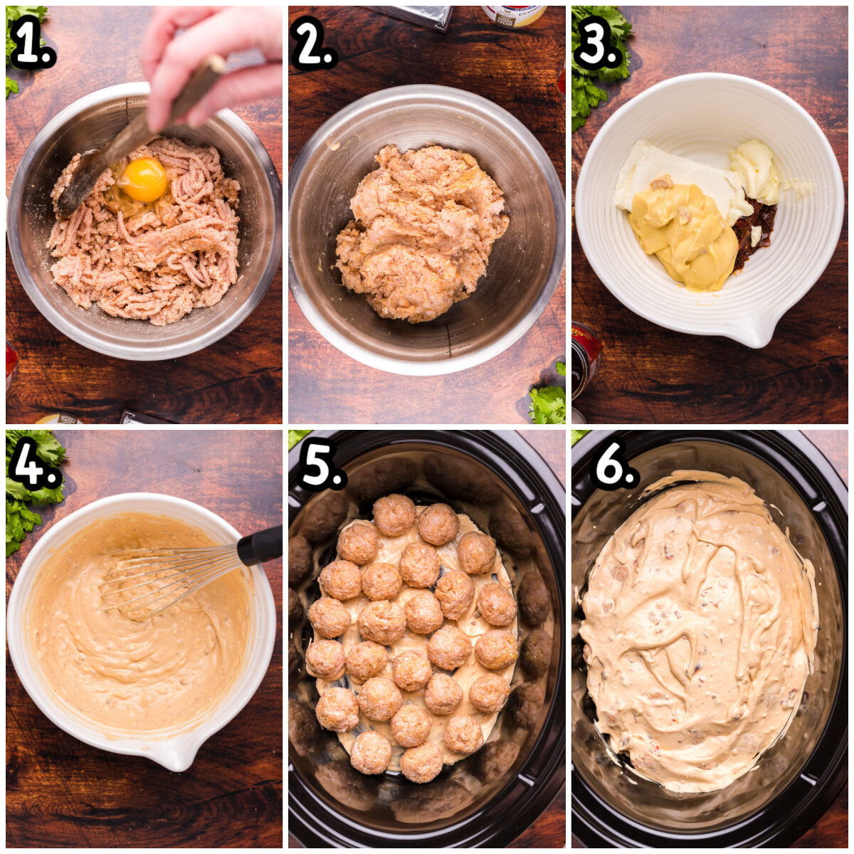 6 images about how to form meatballs and make chipotle sauce.