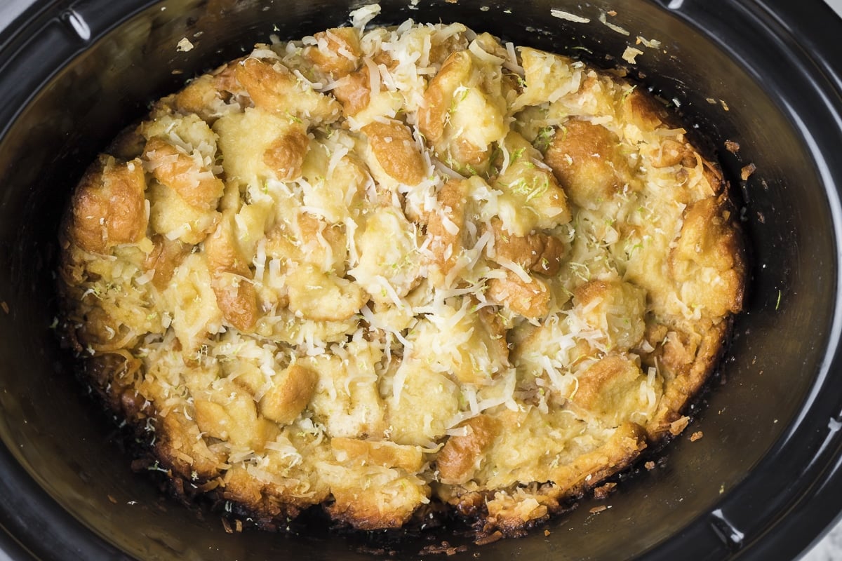 Slow Cooker Coconut Bread Pudding