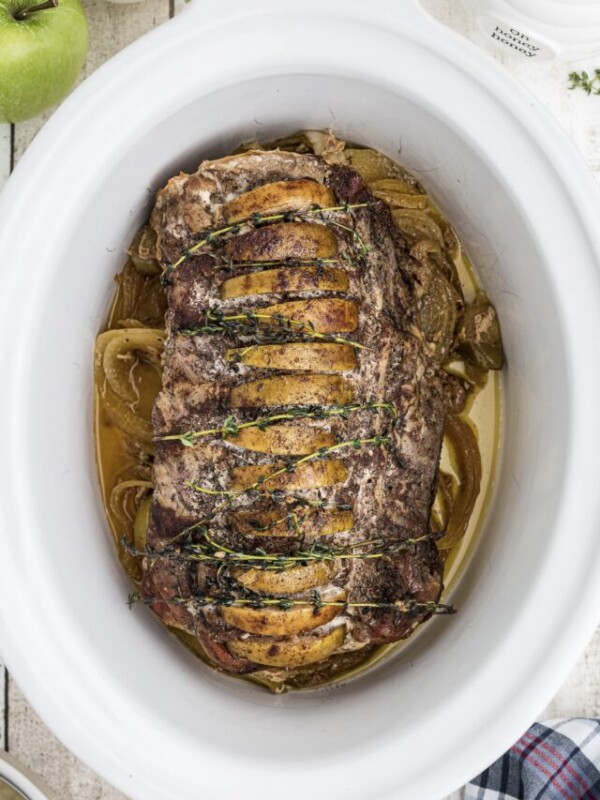 honey apple pork loin in a slow cooker