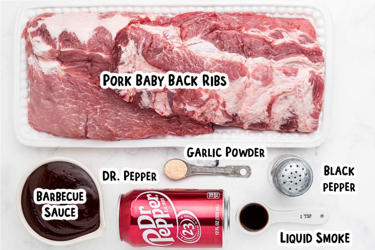 ingredients for dr. pepper ribs on table.