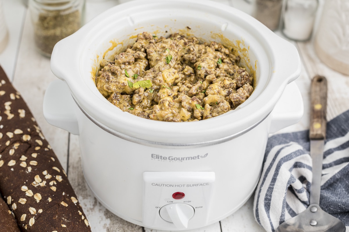 Hanky panky spread in the crockpot.