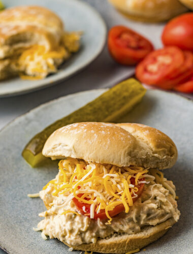 creamy ranch chicken on a bun.