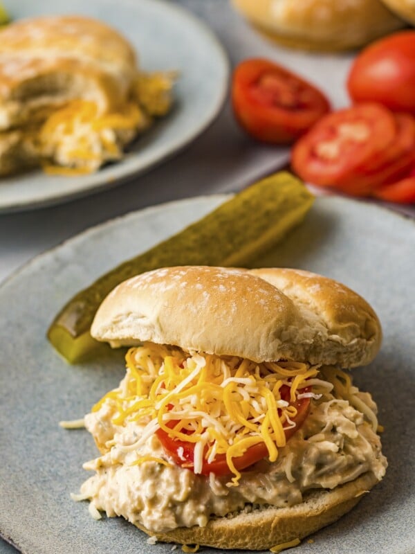 creamy ranch chicken on a bun.