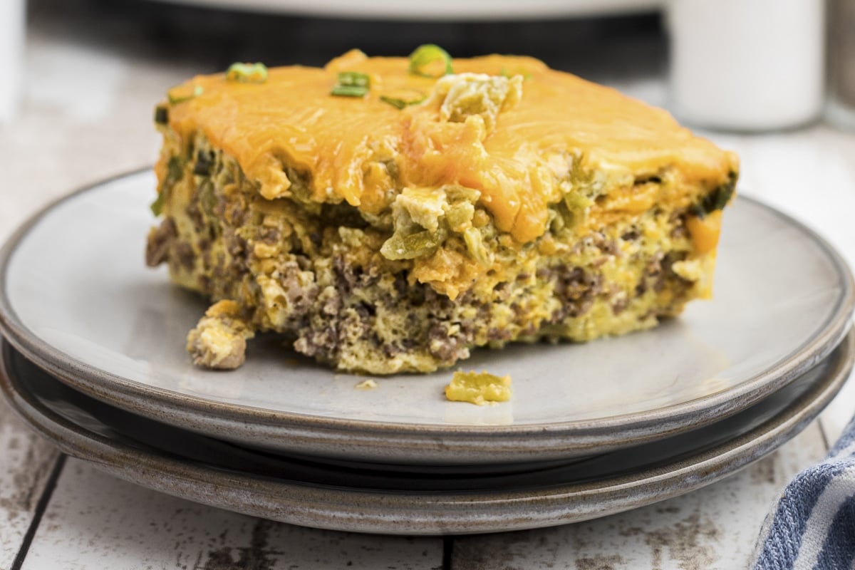 Slow Cooker Sausage and Green Chile Breakfast Casserole