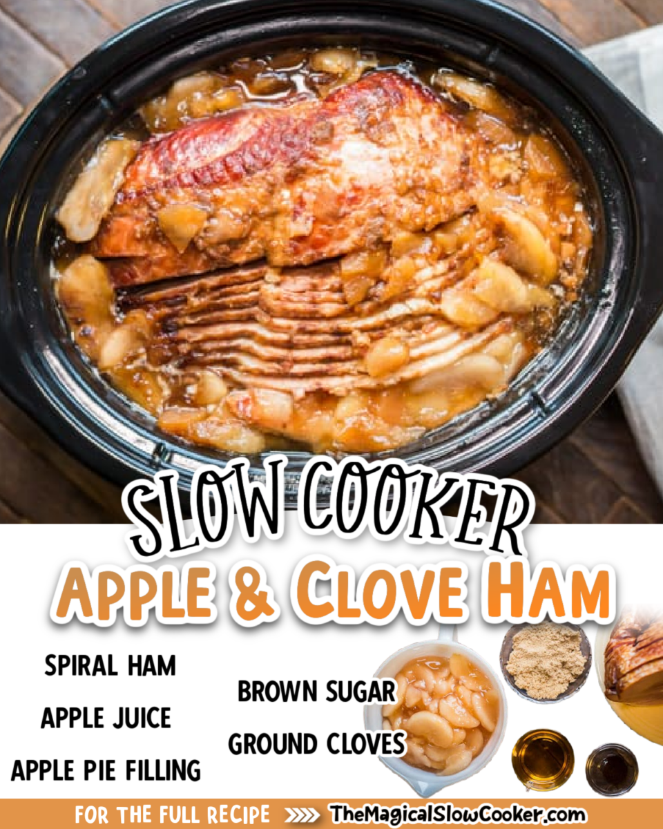 apple and clove ham images with with text of ingredients.