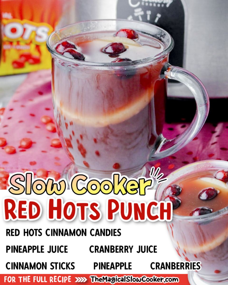 red hots punch images with text of ingredients.