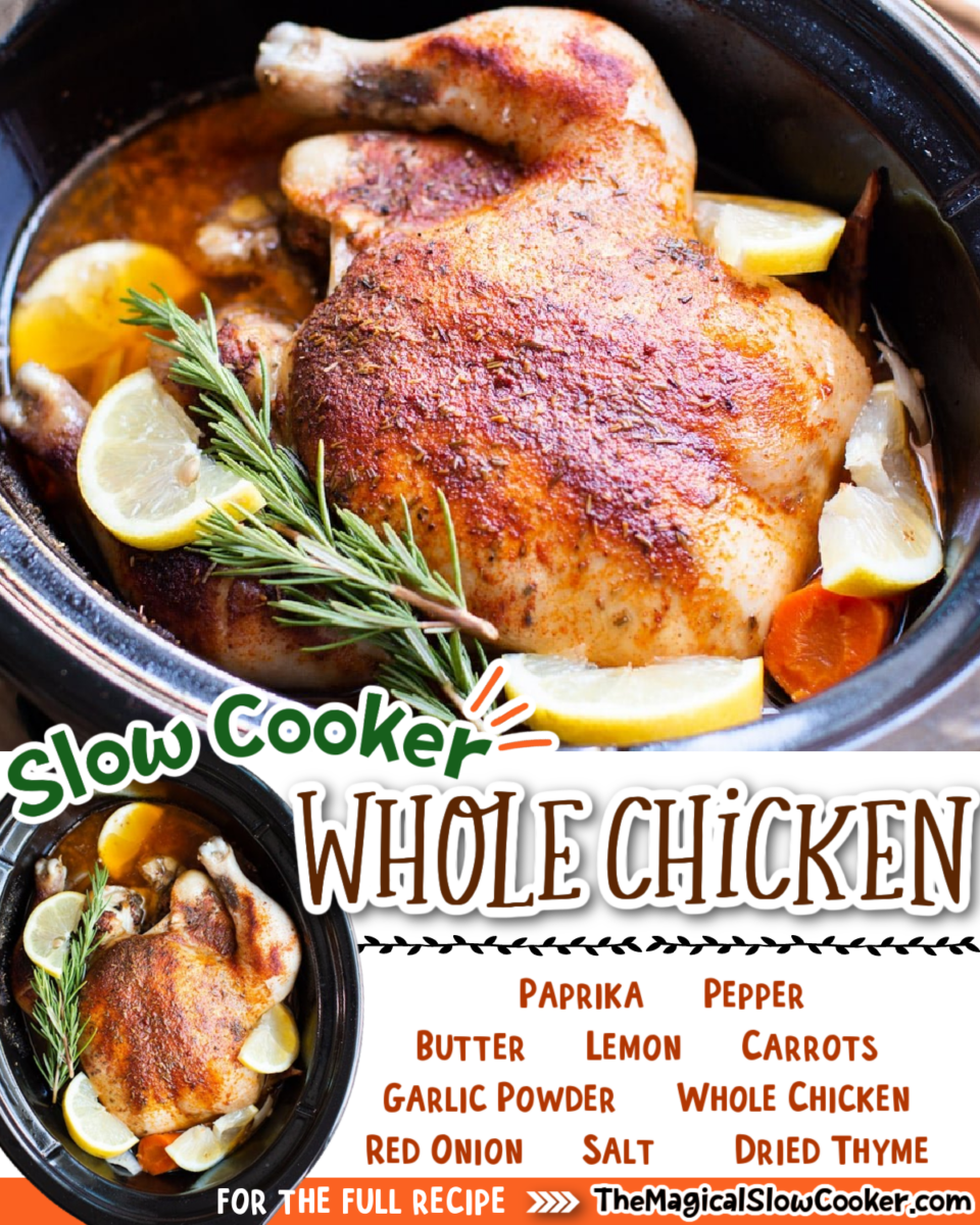 collage of whole chicken images with text of ingredients.