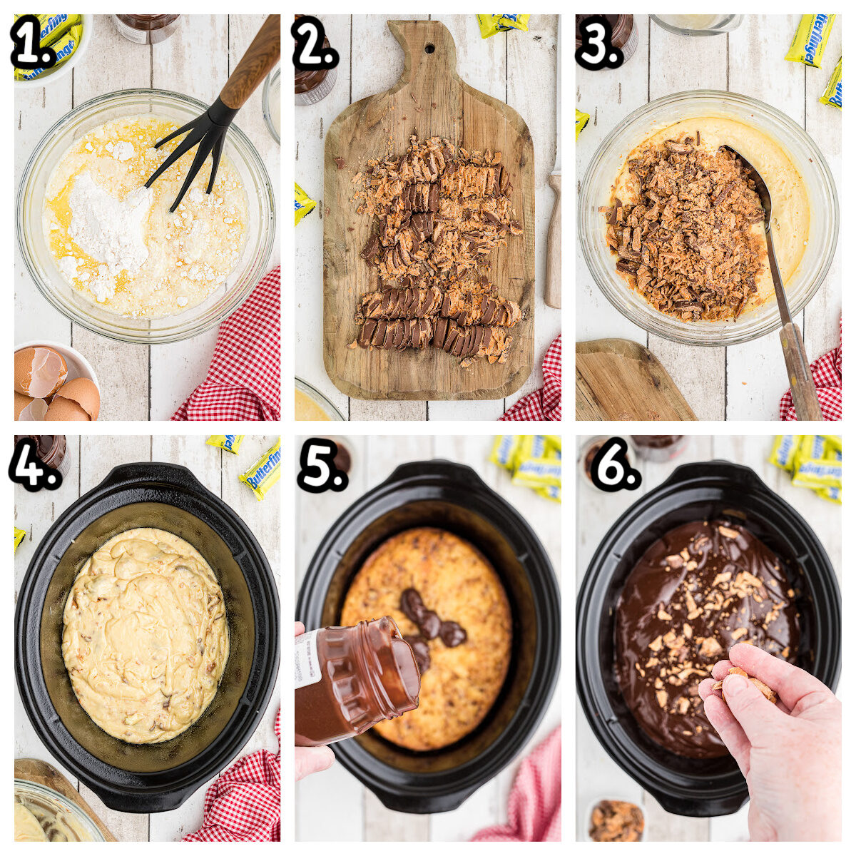 6 images about how to mix cake mix, and assemble butterfinger cake in slow cooker.