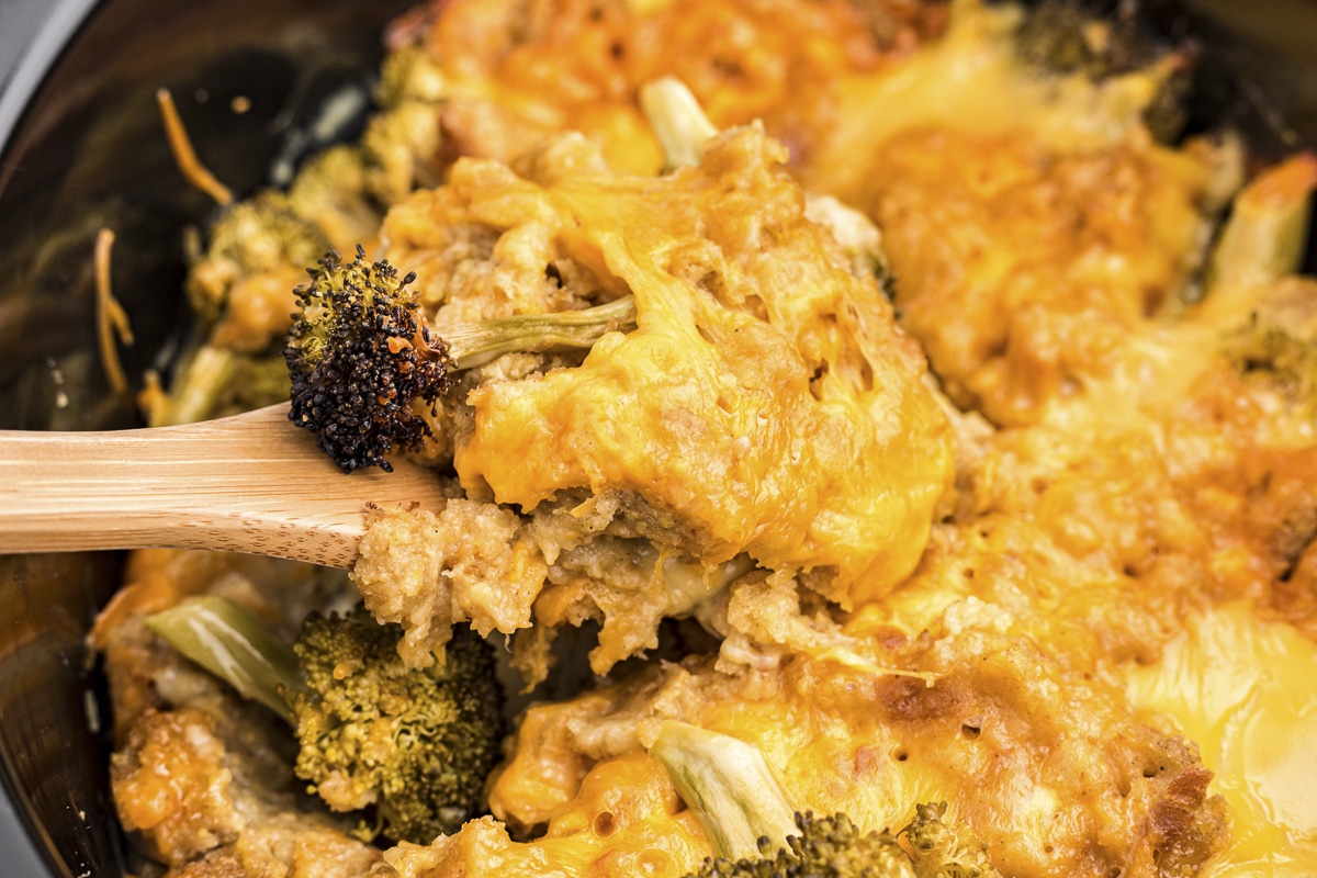 Crockpot Broccoli Casserole with Stuffing - The Vintage Cook