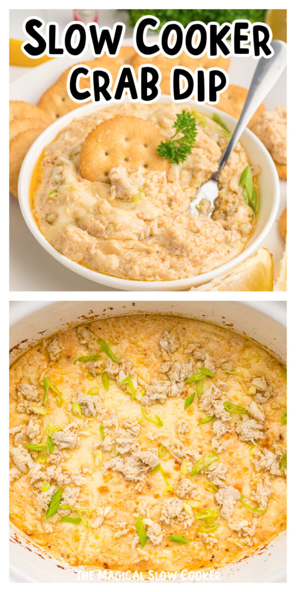 long image of crab dip for pinterest.