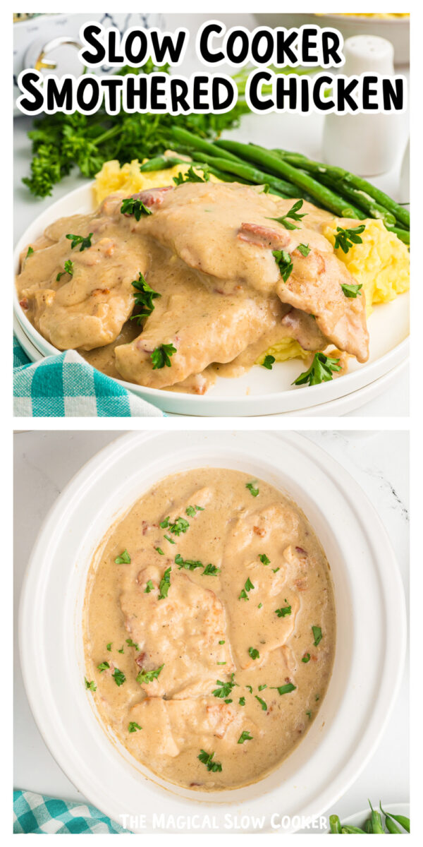 long image of smothered chicken for pinterest.