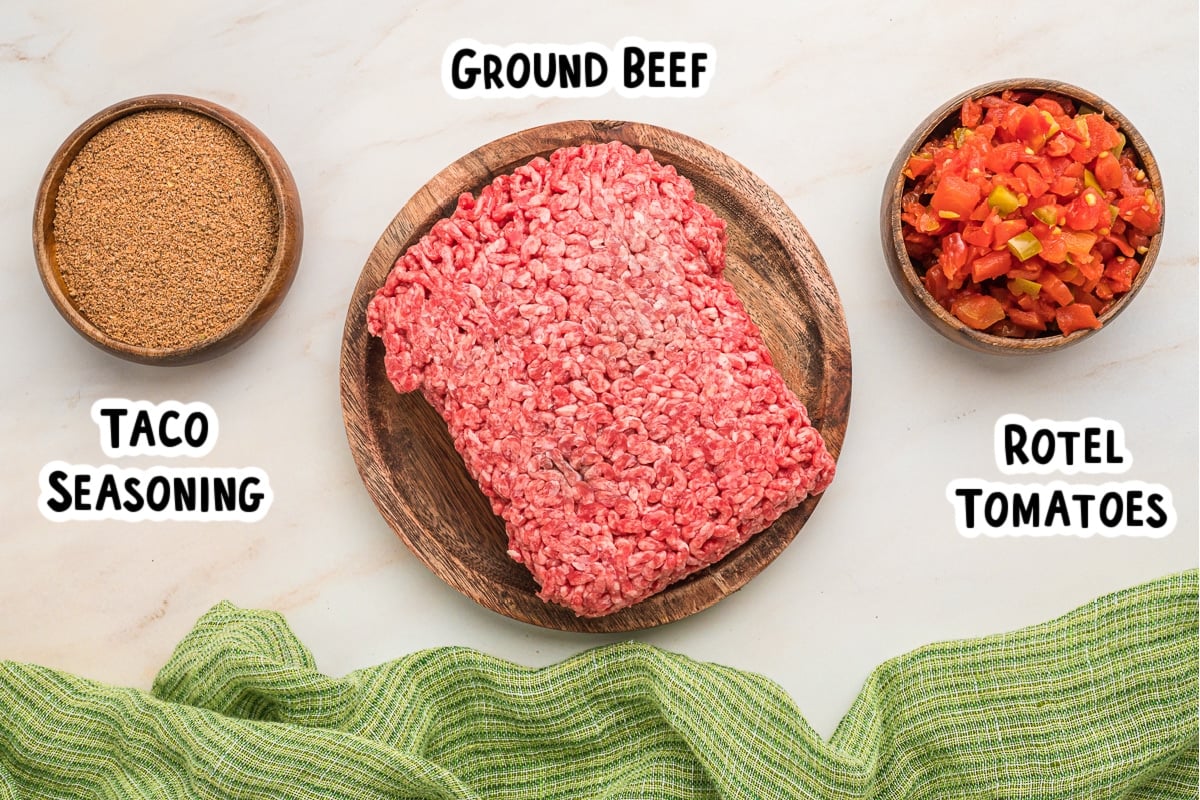 Ingredients for taco meat on table.