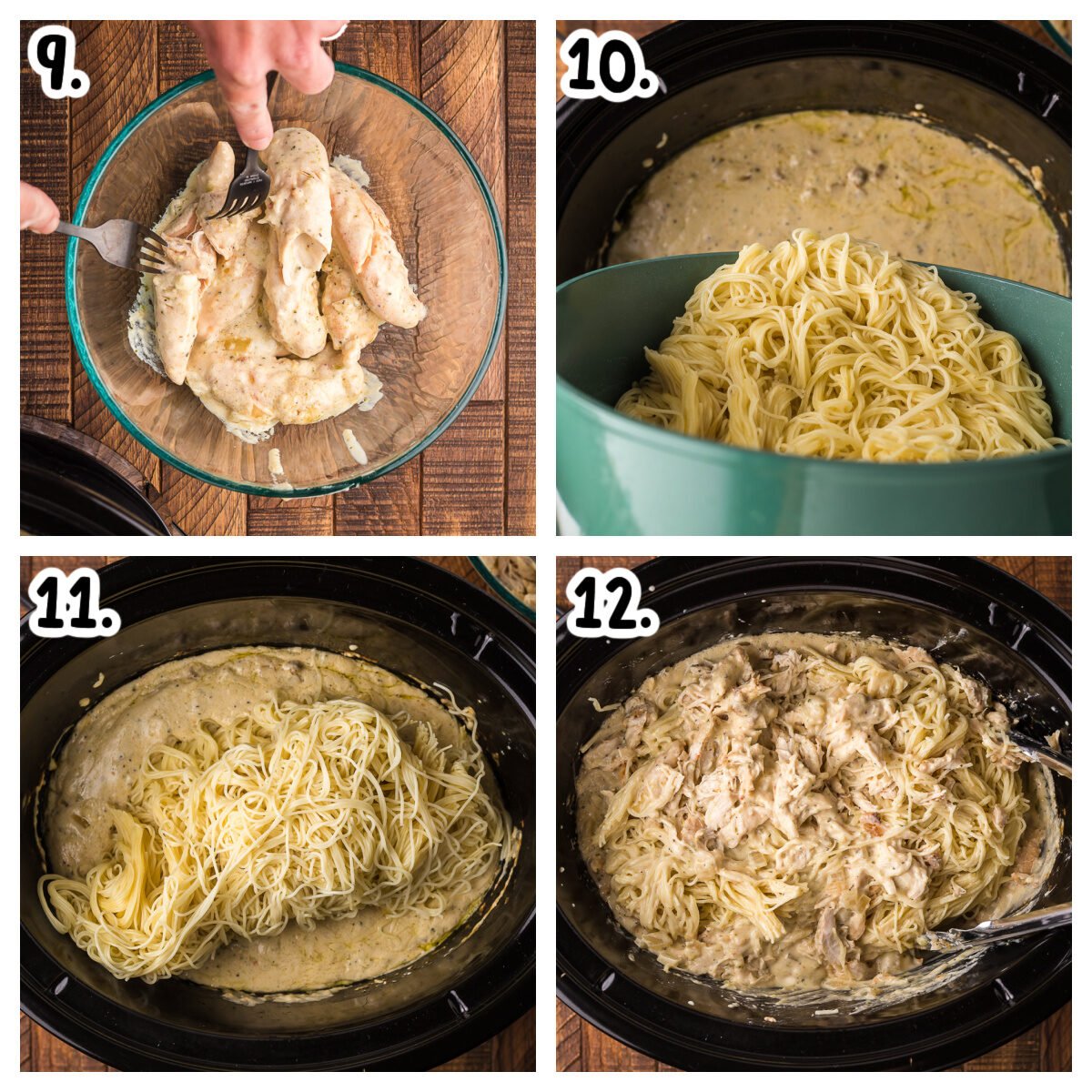 4 images about how to shred chicken and pasta to slow cooker.