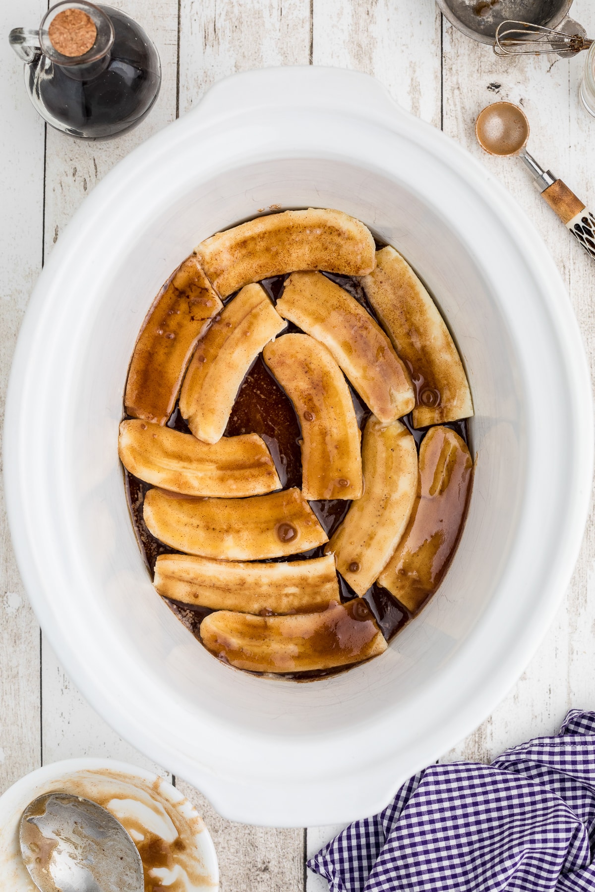 glaze over bananas in crockpot.