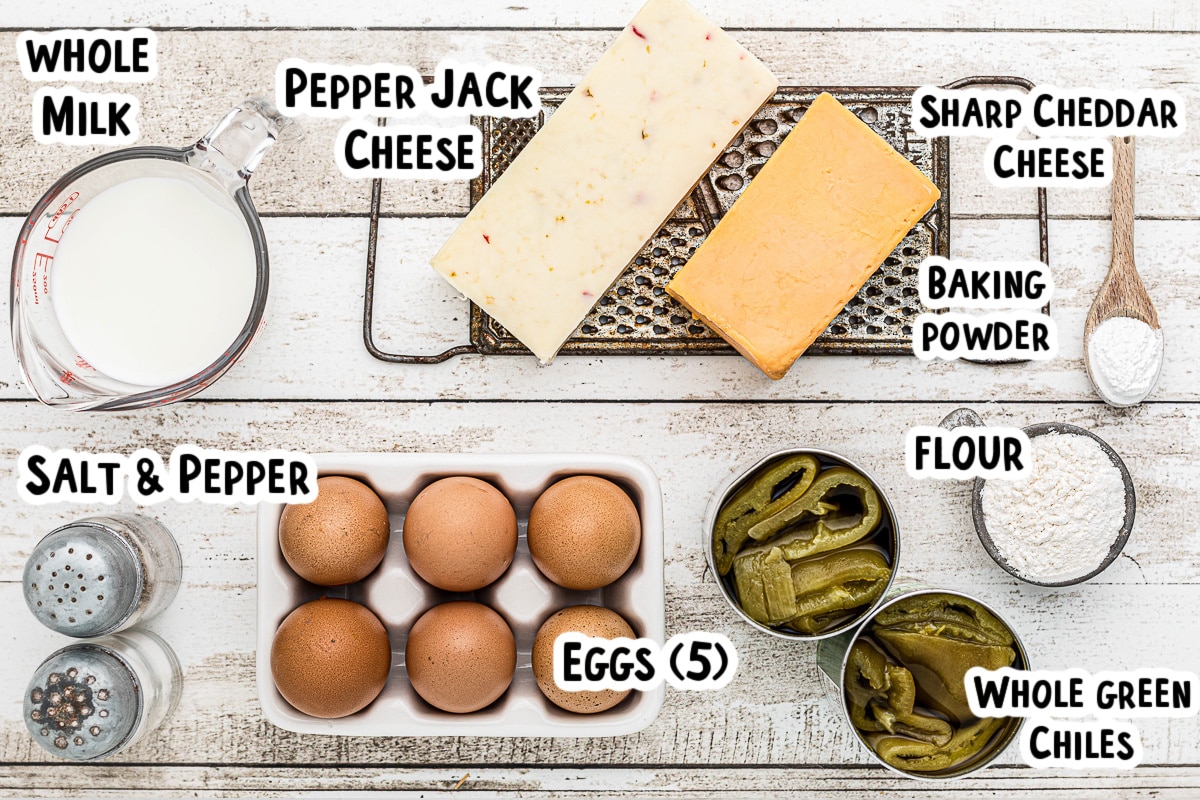 ingredients for chile relleno casserole on table.