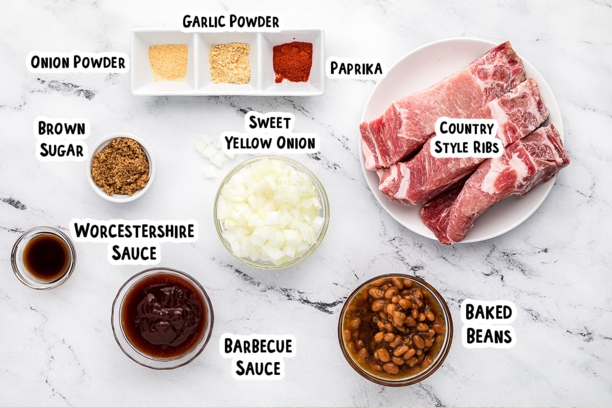 ingredients for country style ribs on table.