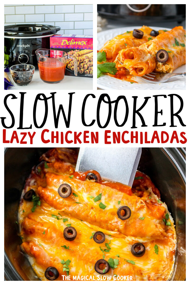collage of lazy enchilada images with text overlay for pinterest.