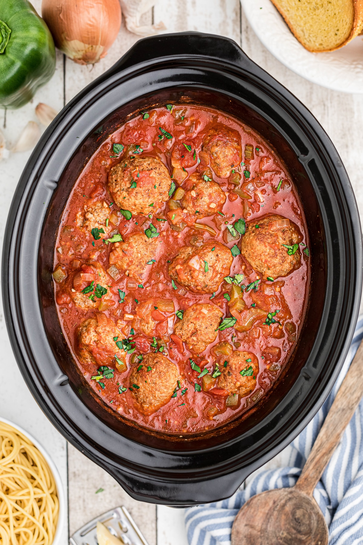 Turkey meatballs cooked in tomato sauce.