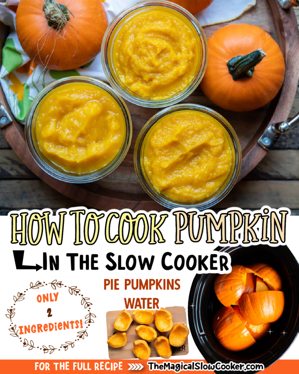 Images of how to cook pumpkin with text overlay of what the ingredients are.
