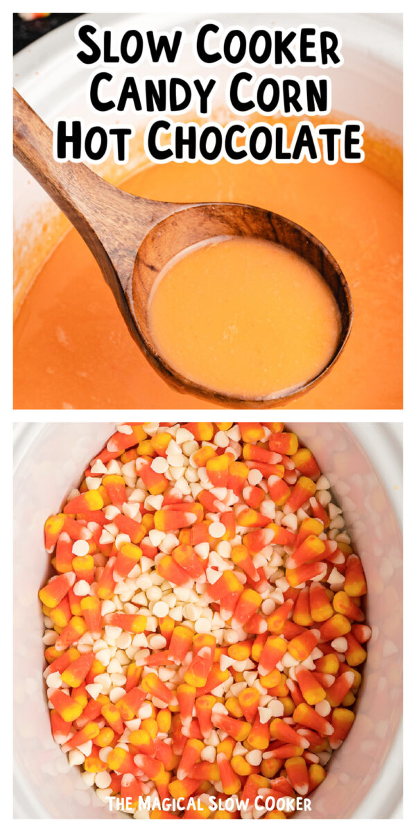 Long image of candy corn hot chocolate
