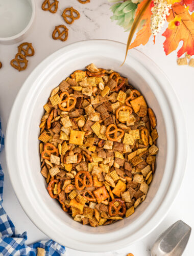 chex mix done cooking in a slow cooker