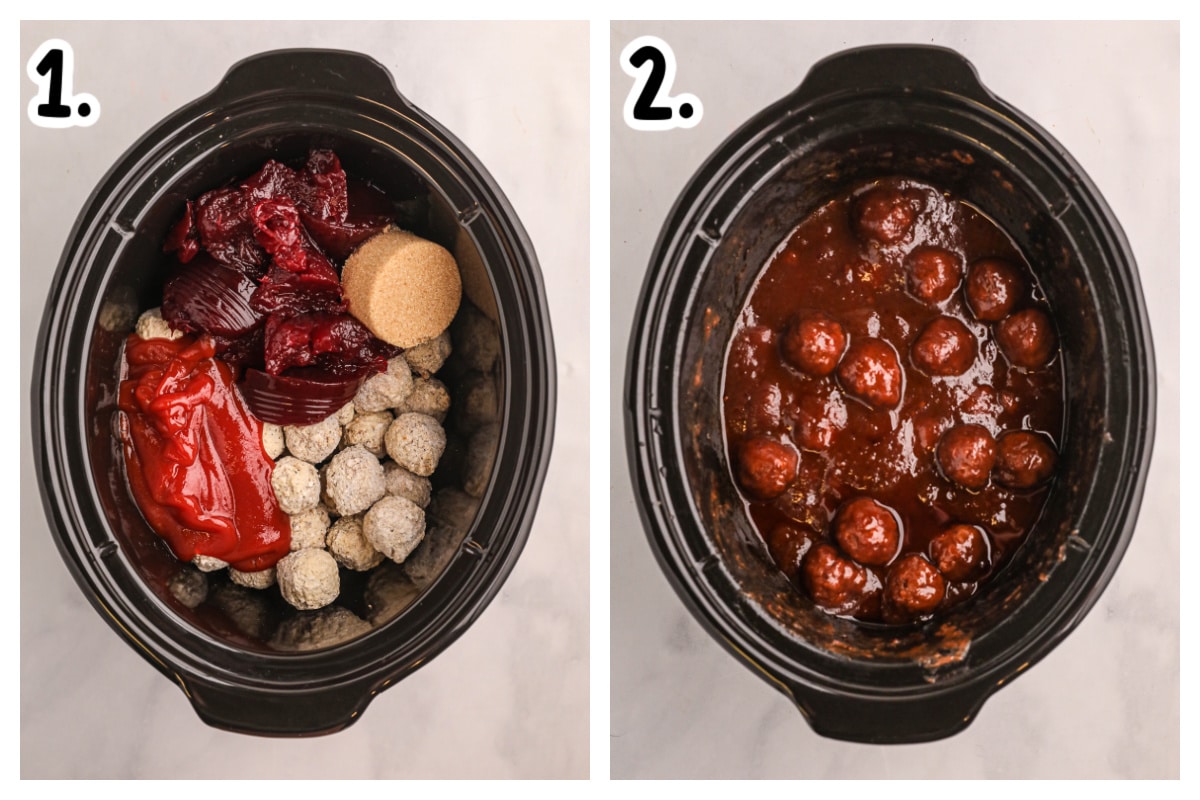2 images about how to make cranberry meatballs in the crockpot.