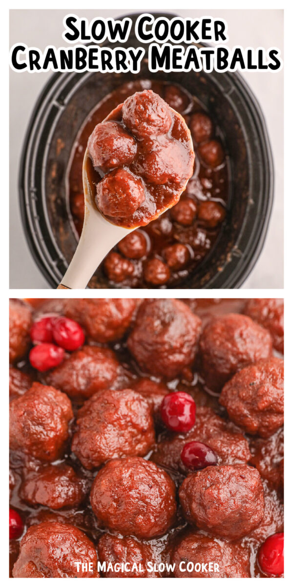 long image of cranberry meatballs for pinterest.