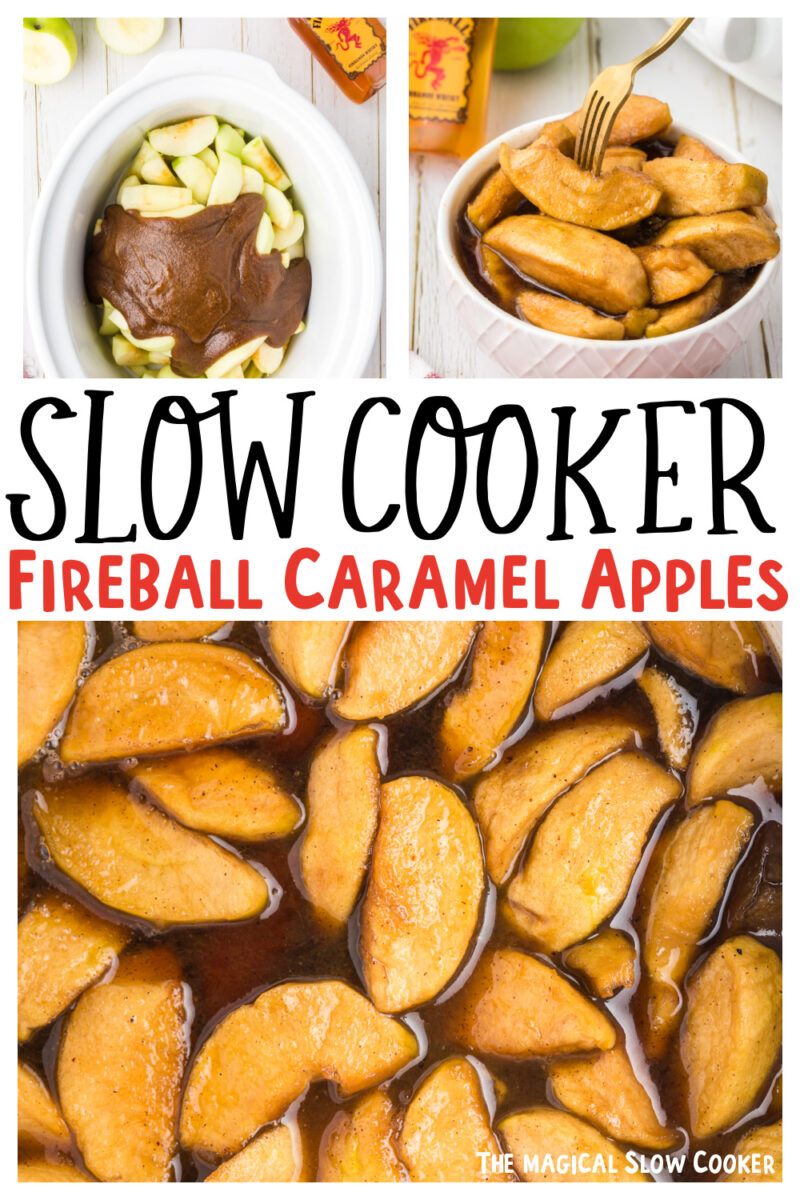 Collage of fireball apples with text overlay for pinterest.