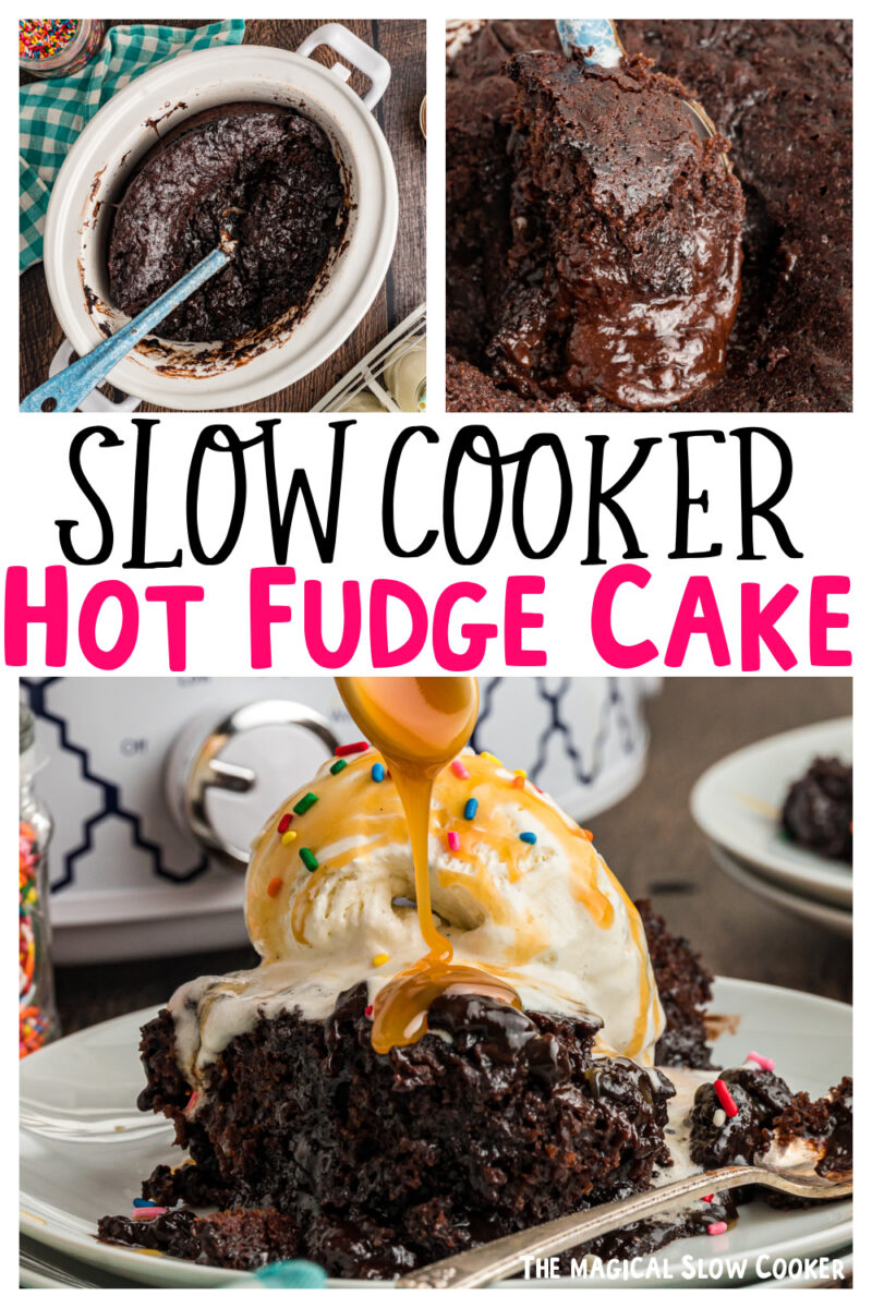 collage of hot fudge images with text overlay for pinterest.