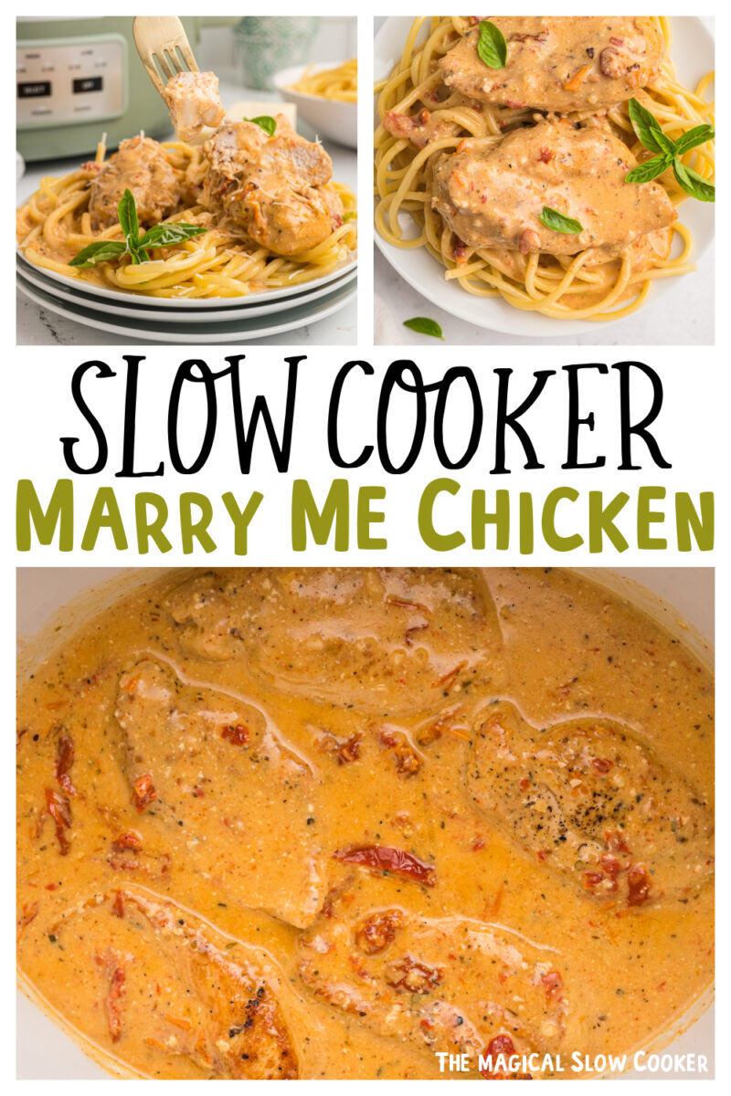 collage of marry me chicken images with text overlay for pinterst.