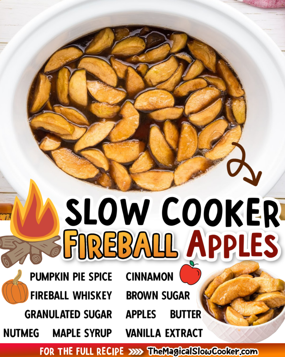 Collage of fireball images with text of what the ingredients are for facebook or pinterest.