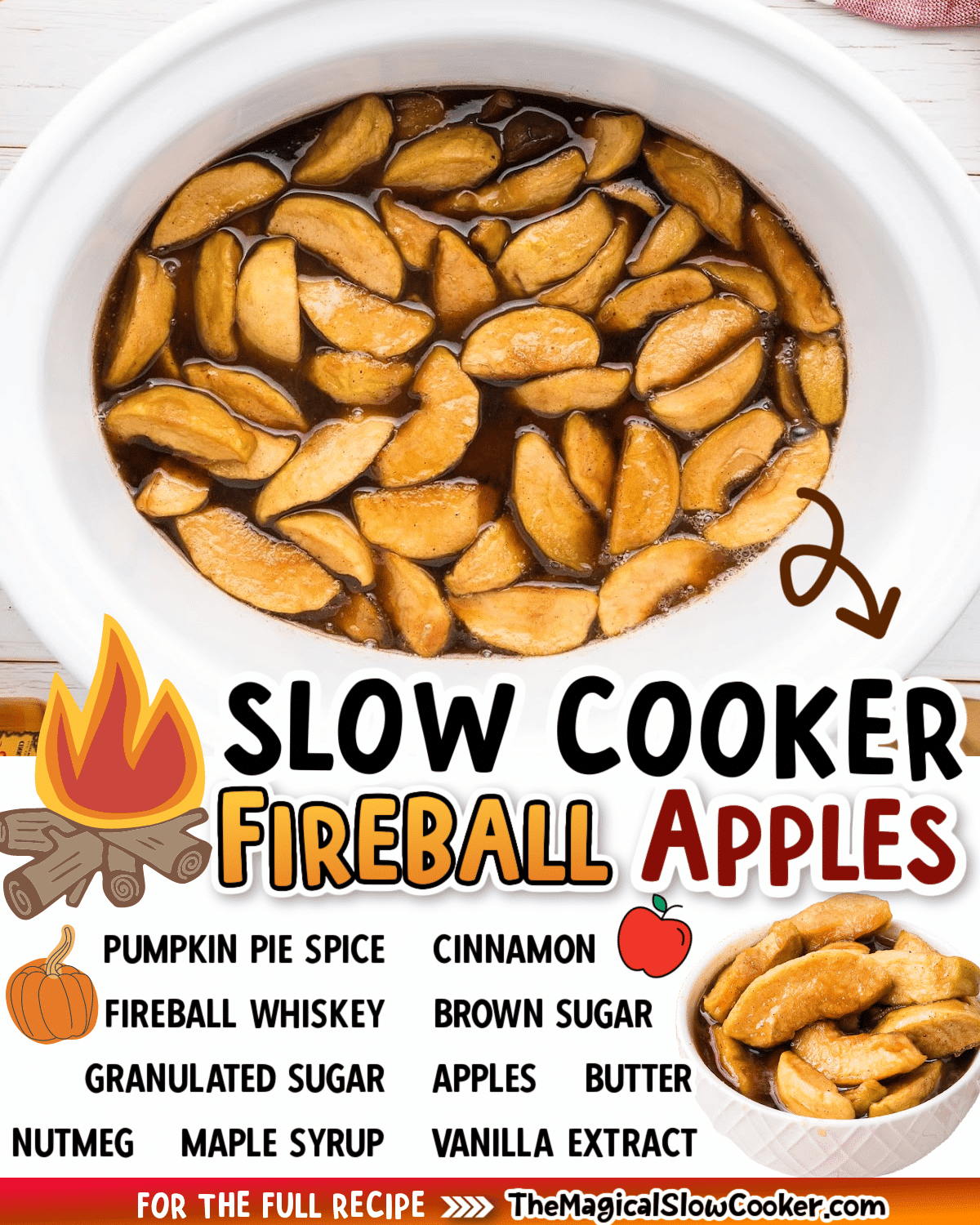 Collage of fireball images with text of what the ingredients are for facebook or pinterest.