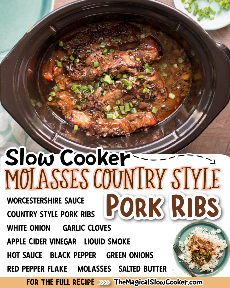Collage of molasses rib images with text of what the ingredients are for facebook or pinterest.