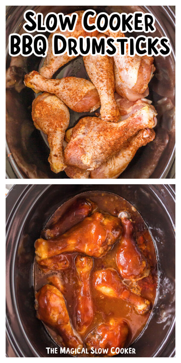 2 barbecue drumstick recipes with text for pinterest.