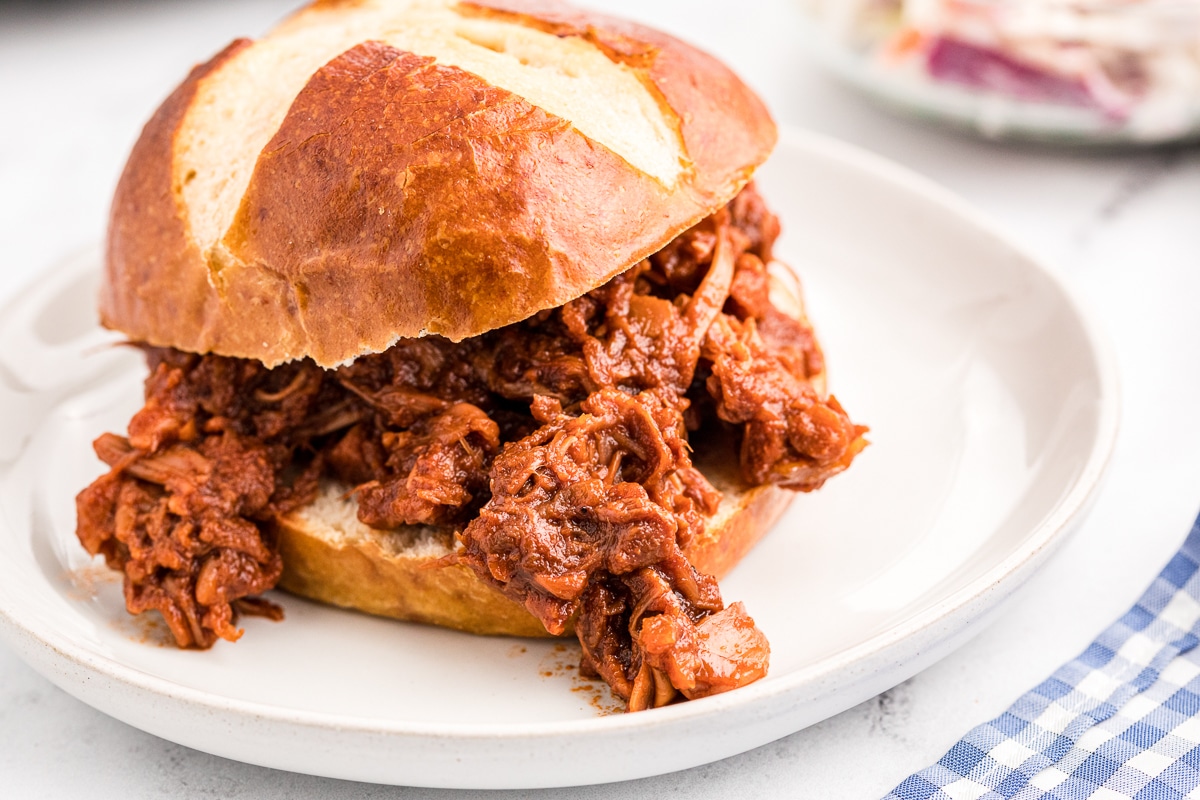 bbq jackfruit pulled pork on a plate.