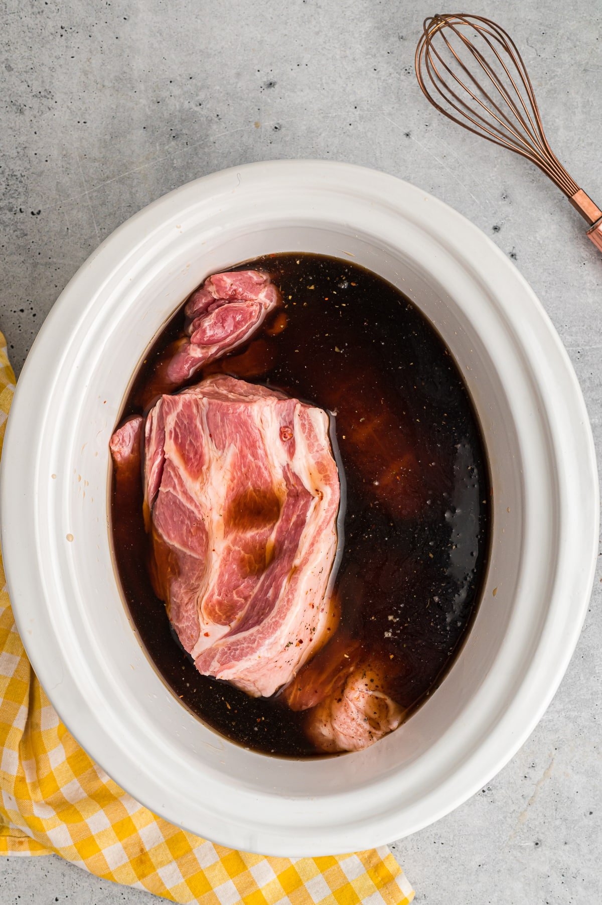 pork, soda in a slow cooker.