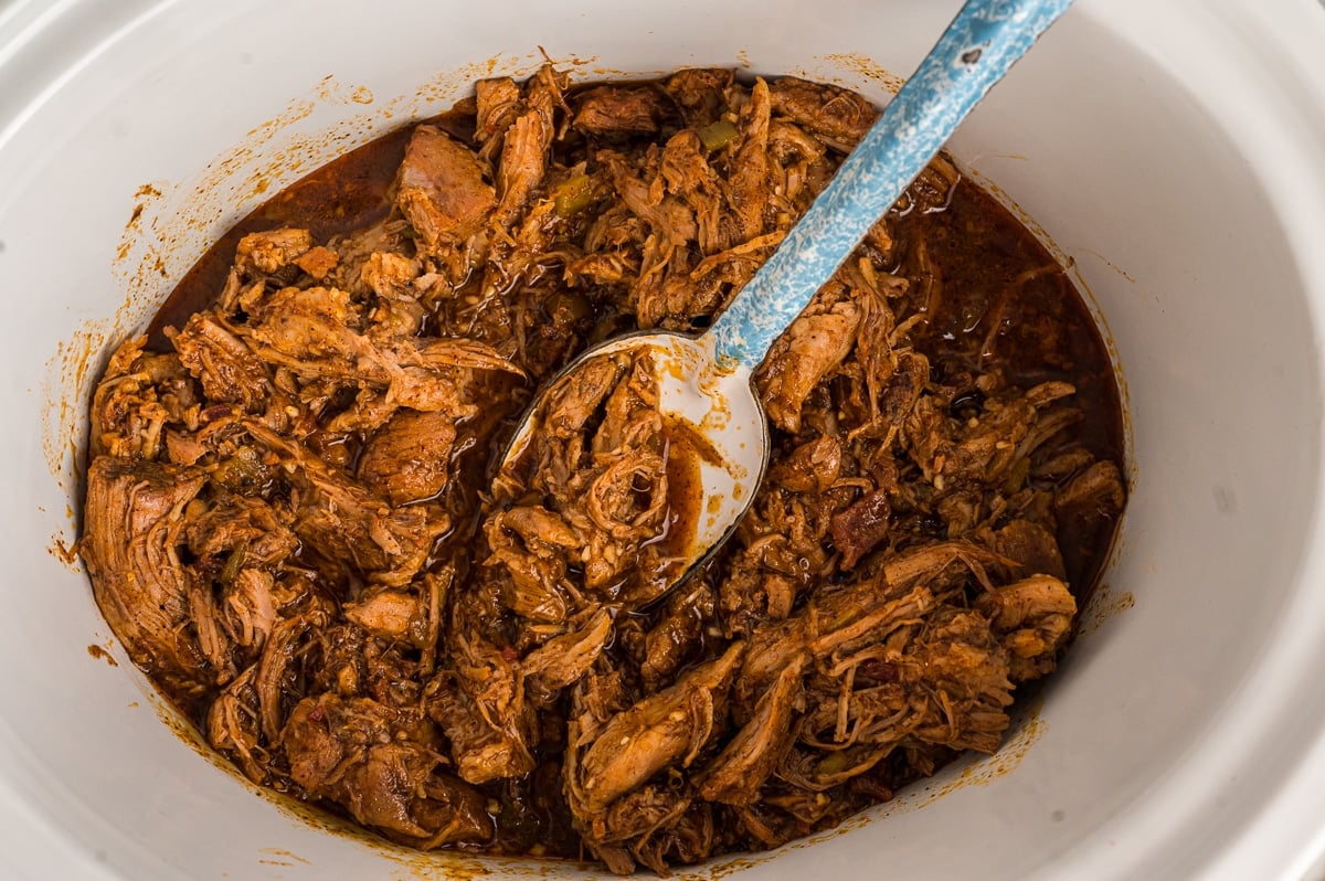 cafe rio pork shredded in a crockpot.