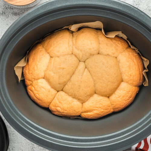 Cooked rolls in a crockpot.