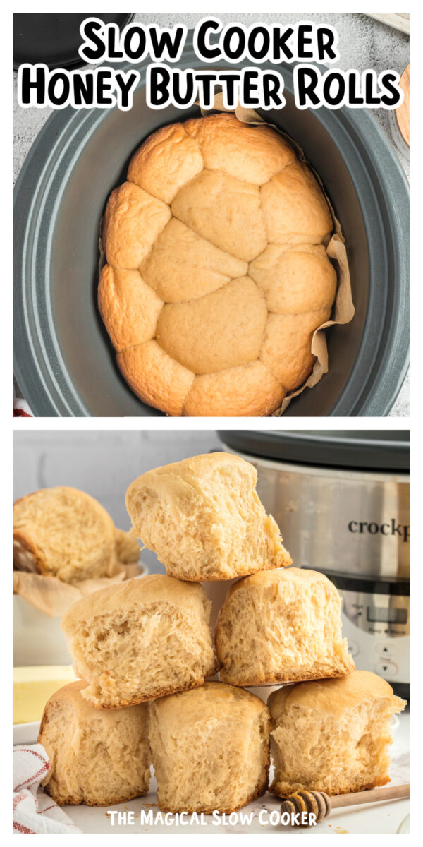 Long image of crockpot rolls for pinterest.