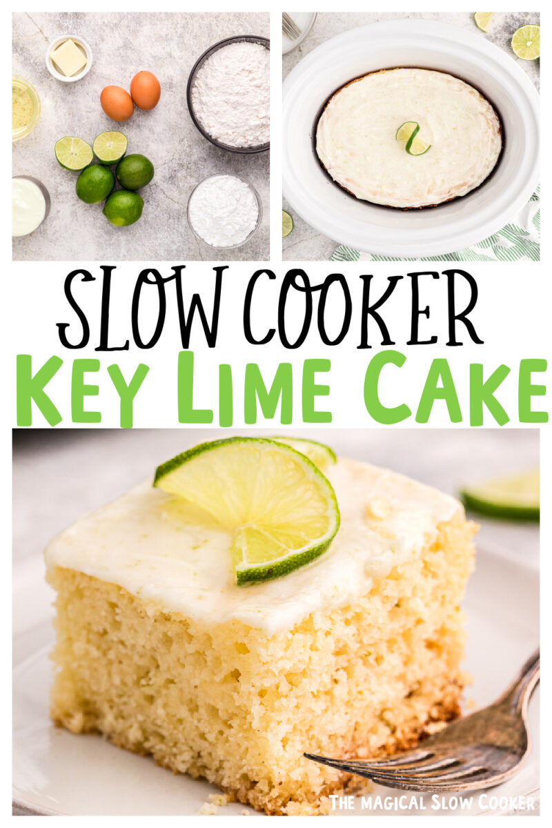 collage of key lime cake images with text for pinterest.