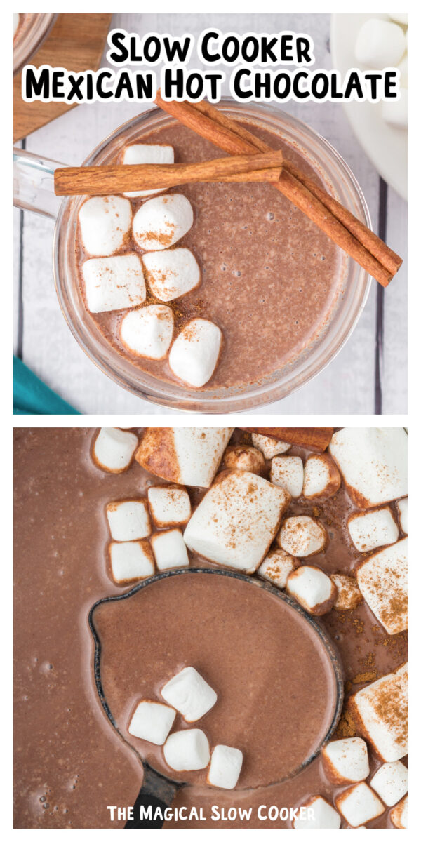 2 images of mexican hot chocolate.