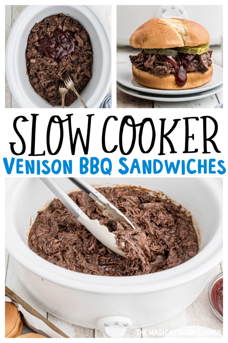 collage of venison barbecue sandwiches.