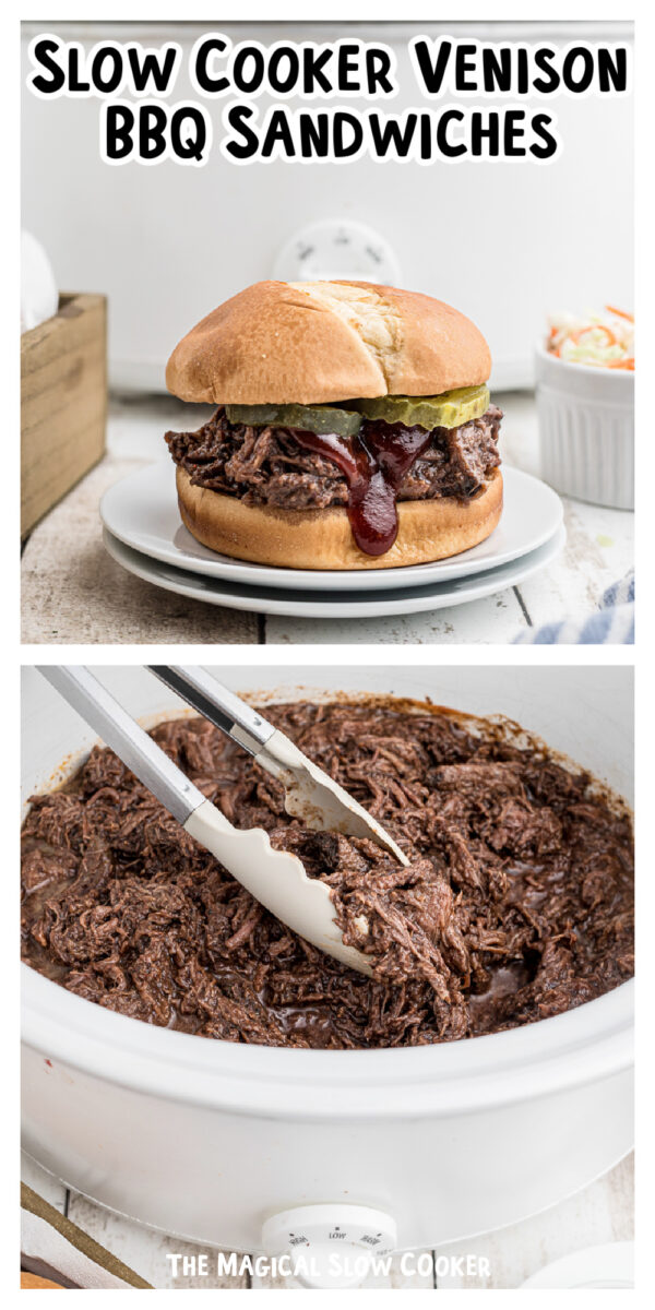 2 images of venison bbq for pinterest.