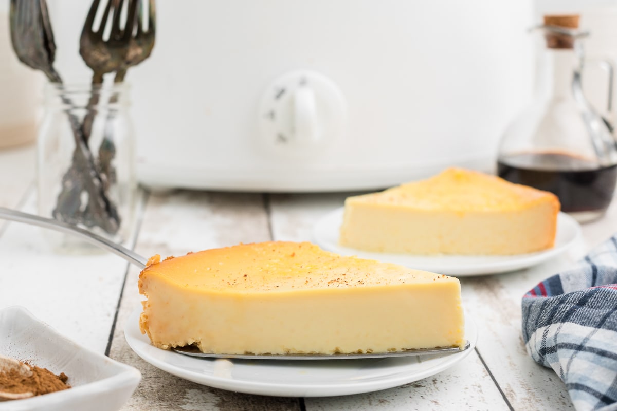 baked custard slice on a plate.