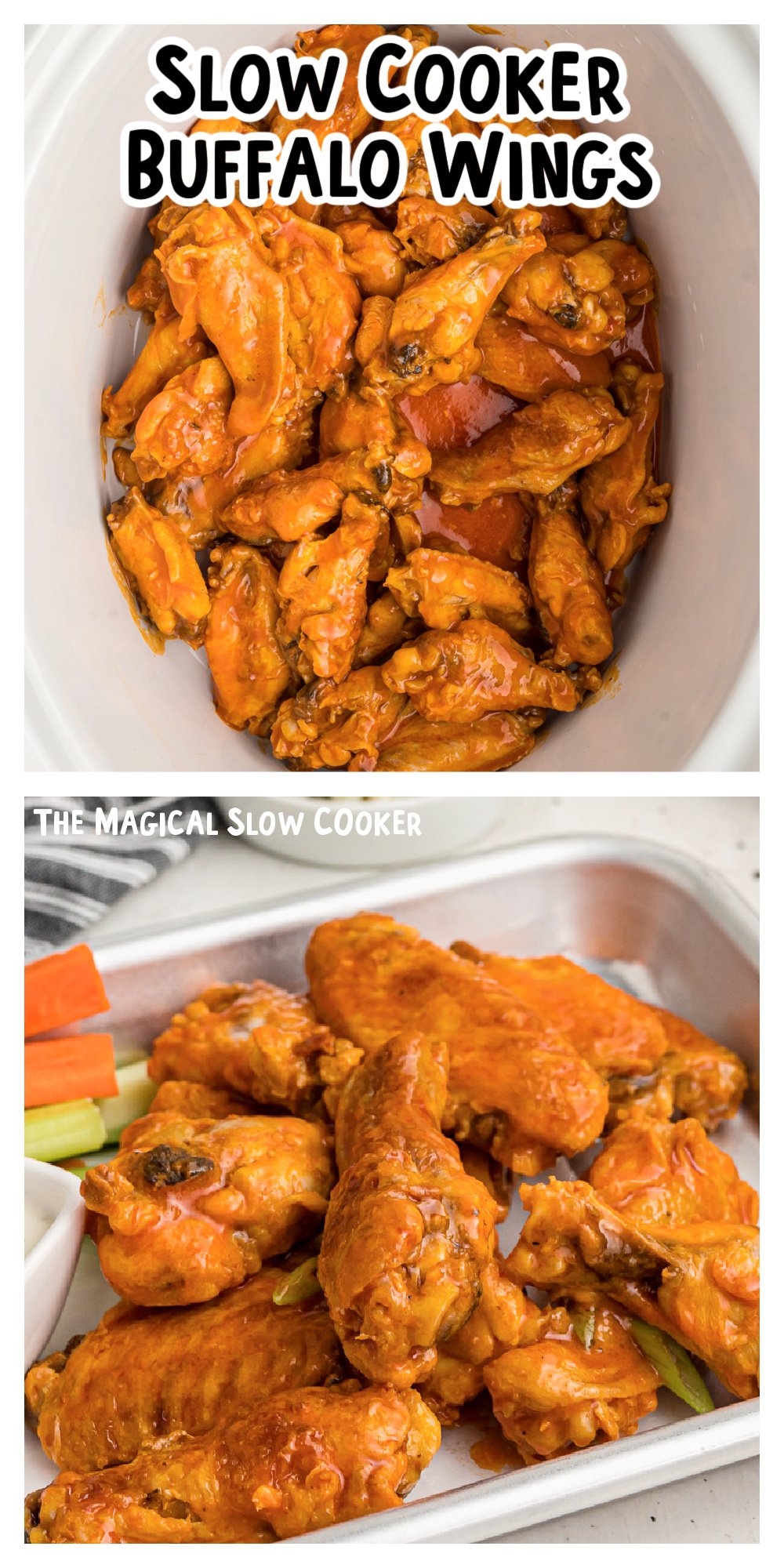 2 images of cooked chicken wings.