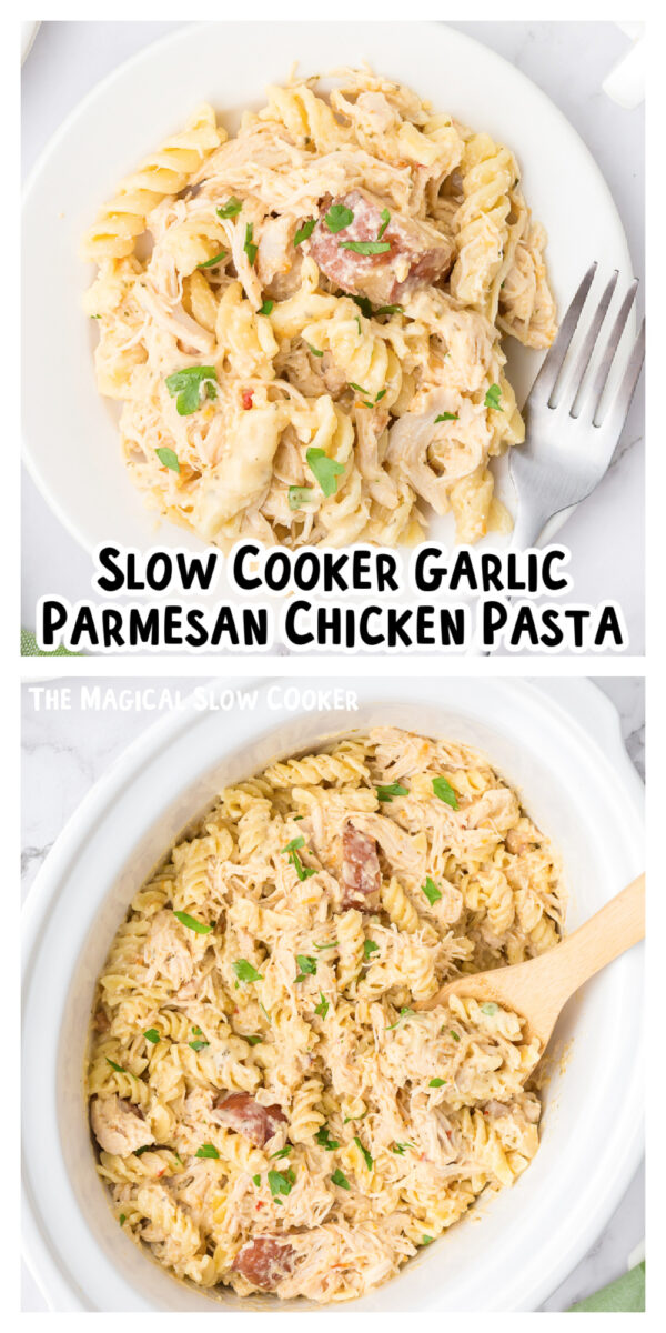 long image of garlic parmesan pasta.