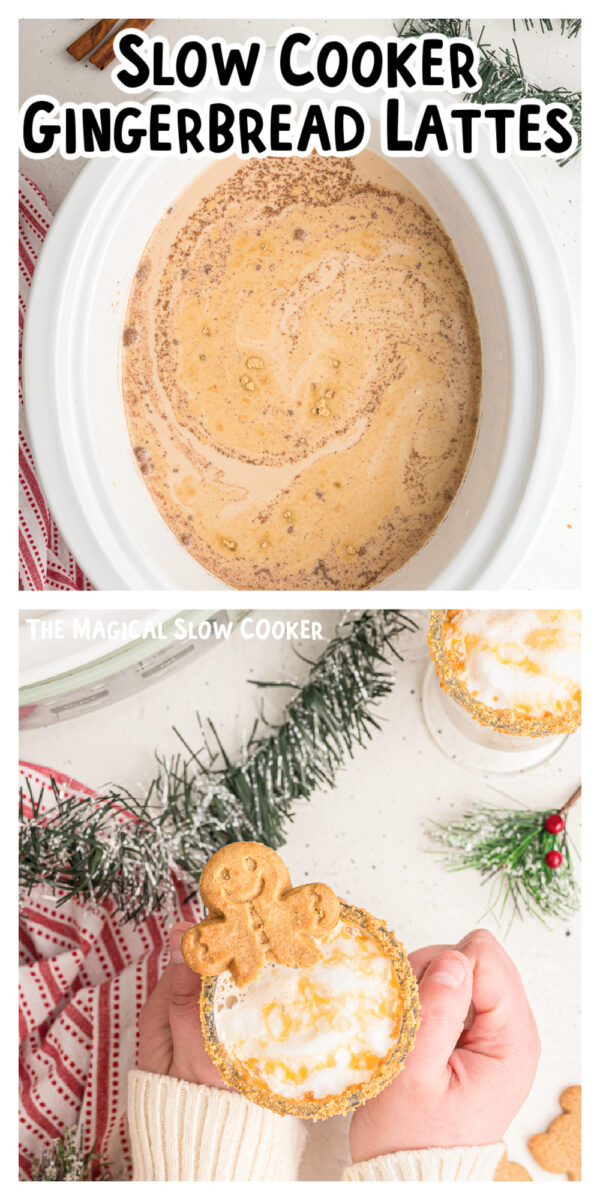 2 Images of gingerbread lattes for pinterest.