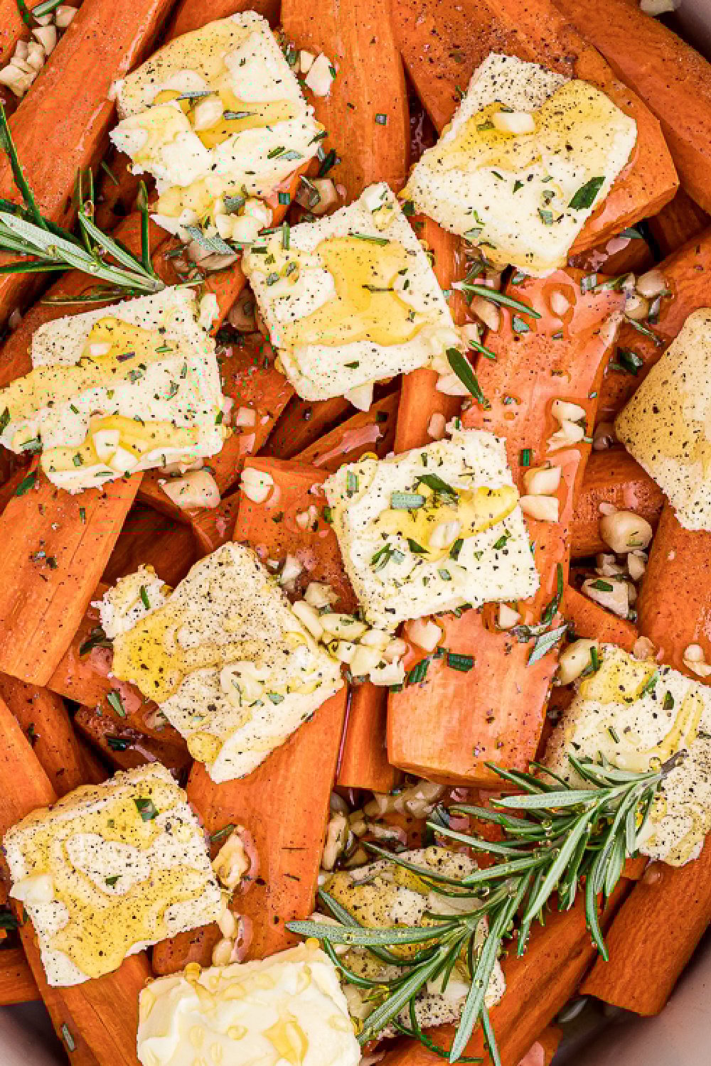 close up of honey garlic carrots.