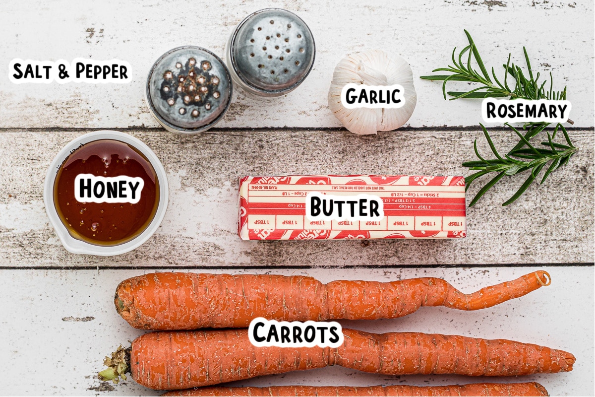 ingredients for honey garlic carrots.