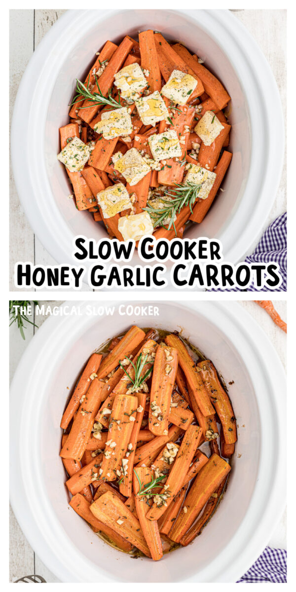 long image of honey garlic carrots for pinterest.